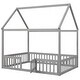 preview thumbnail 22 of 34, Merax Wood House Bed with Fence and Door