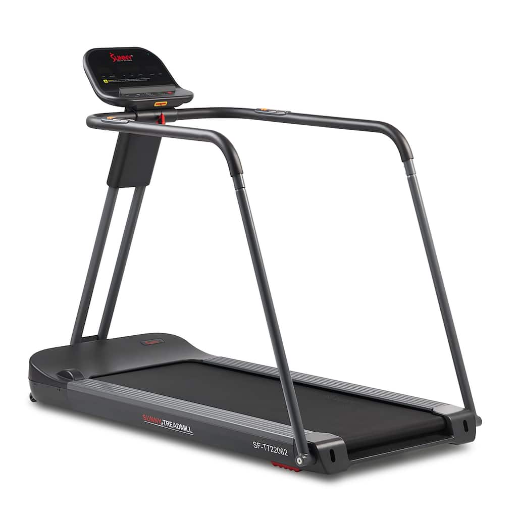 Sunny Health & Fitness Running Treadmill with Handrails - SF-T722062 - Black - 62.6 x 30.5 x 48.8 Inches
