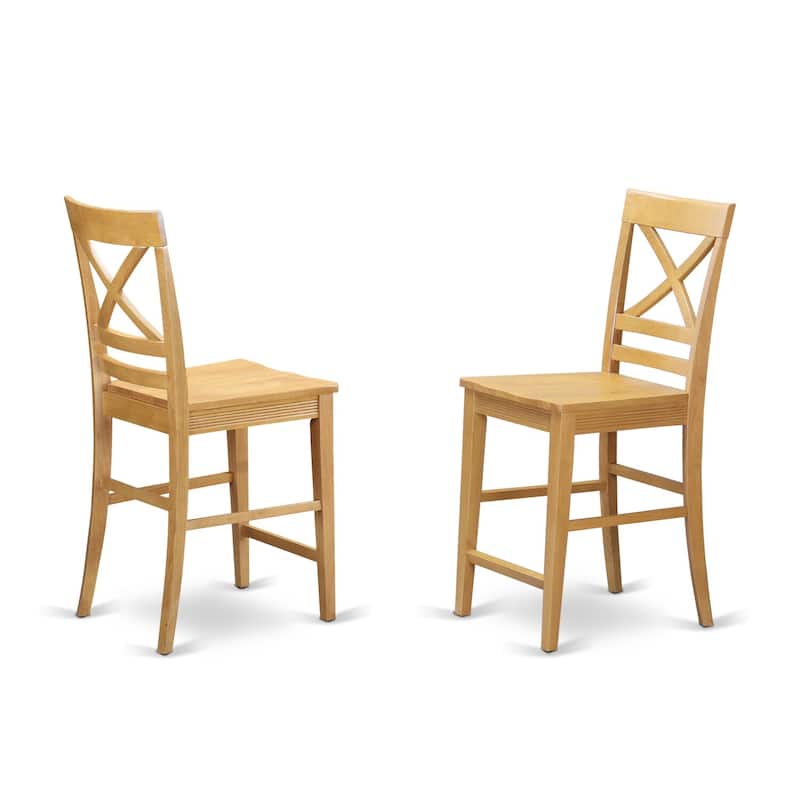 Counter Height Dining Set - 3 Piece Table & Chair Set - Small Space Kitchen Table - Oak Finish