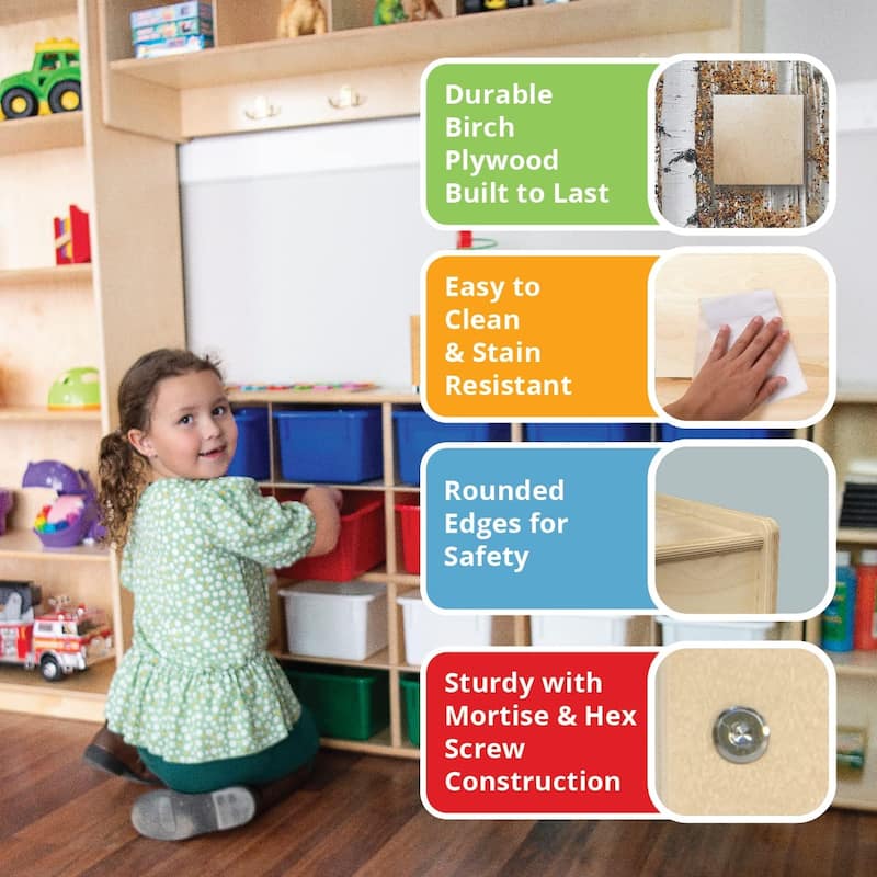 Wood Designs 2 Shelf Corner Storage Cabinet, Sturdy Birch Wood Kids Corner Shelves for Storage Toys, Books - 23.5" High