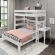 preview thumbnail 8 of 12, Max and Lily Farmhouse Twin over Queen L Shaped Bunk Bed with Desk White Wash