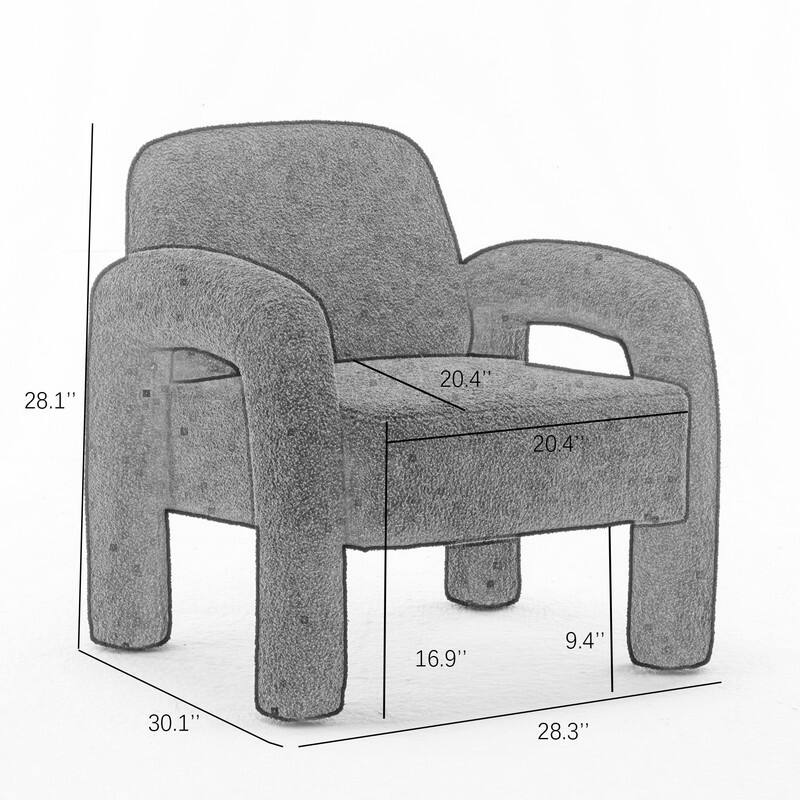 SEYNAR Mid-Century Modern Boucle 51'' Solid Wood Curved Sofa Set of 3 with Accent chair