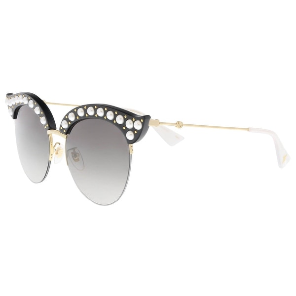 Shop Gucci Gg0212s 001 Black Gold Cat Eye Sunglasses Overstock 23005312