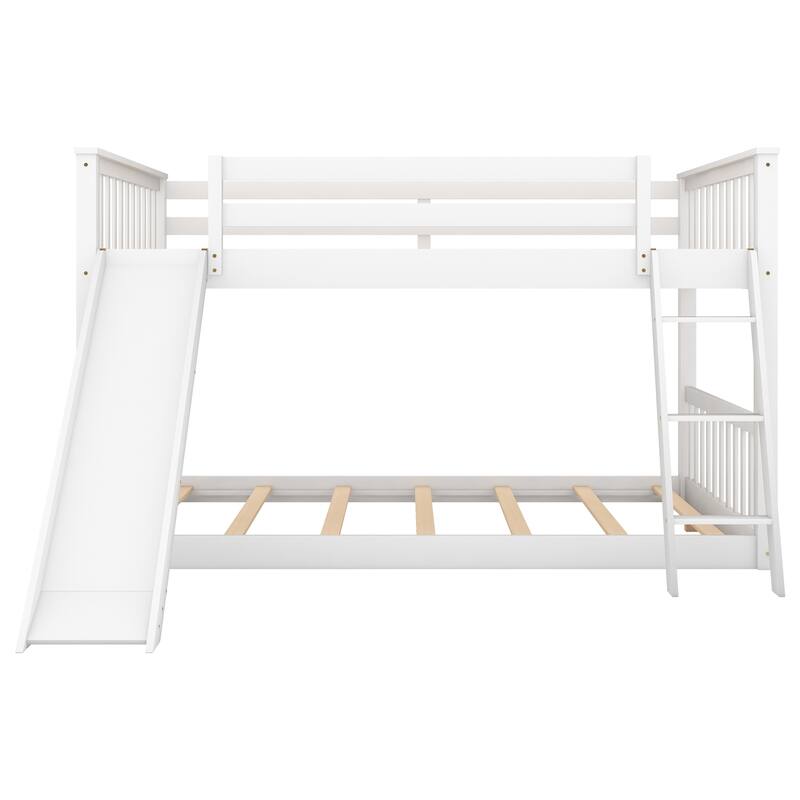 Compact Solid Wood Bunk Bed with Slide