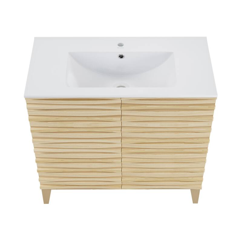 Cascade 30" Freestanding Bathroom Vanity In Natural Oak With Sink Top - 30