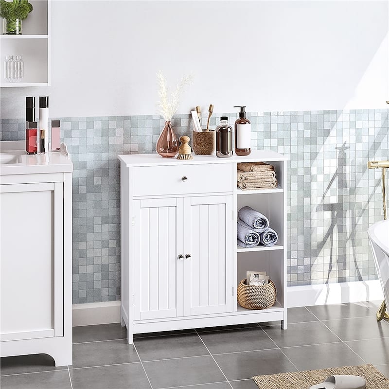 Yaheetech Free-Standing Bathroom Floor Cabinet with Adjustable Drawer - White
