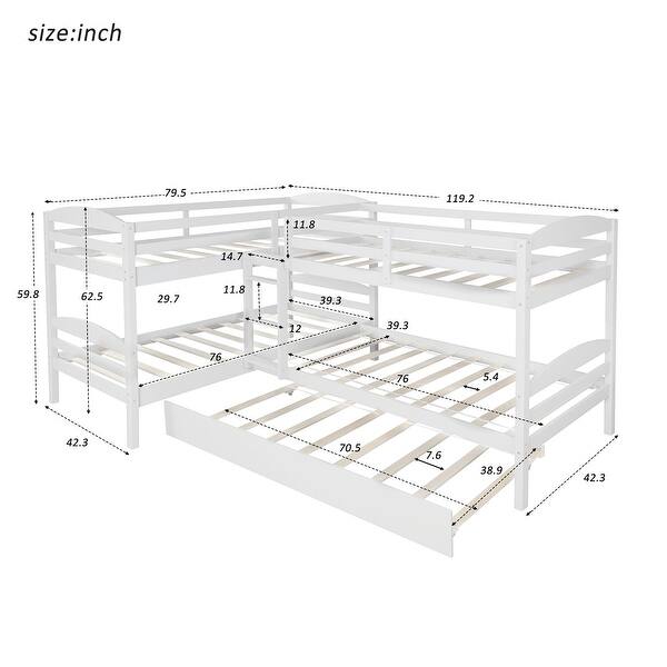 Merax Twin L Shaped Triple Bunk Bed With Trundle And Ladder On Sale Overstock 31825461