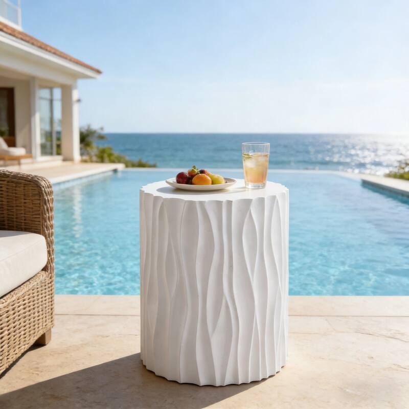 Christopher Knight Home - Modern 15.75" Round, 21.97" H Outdoor White Assembly-Free Patio Accent Table - 15.75" Round, 21.97" H - 15.75" Round, 21.97" H