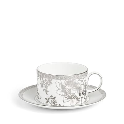 Wedgwood Silver Tonquin Teacup & Saucer 5.9floz