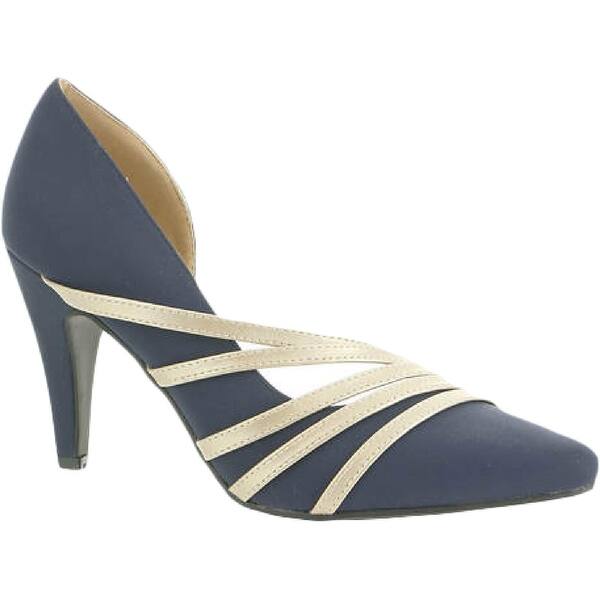 slide 1 of 3, Beacon Womens Alexi Dress Heels Asymmetric Strappy - Navy/Gold - 12 Medium (B,M)
