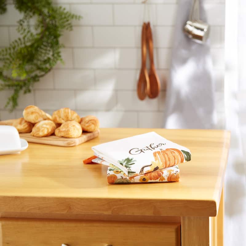Autumn Pumpkins Printed Dishtowel (Set of 2)