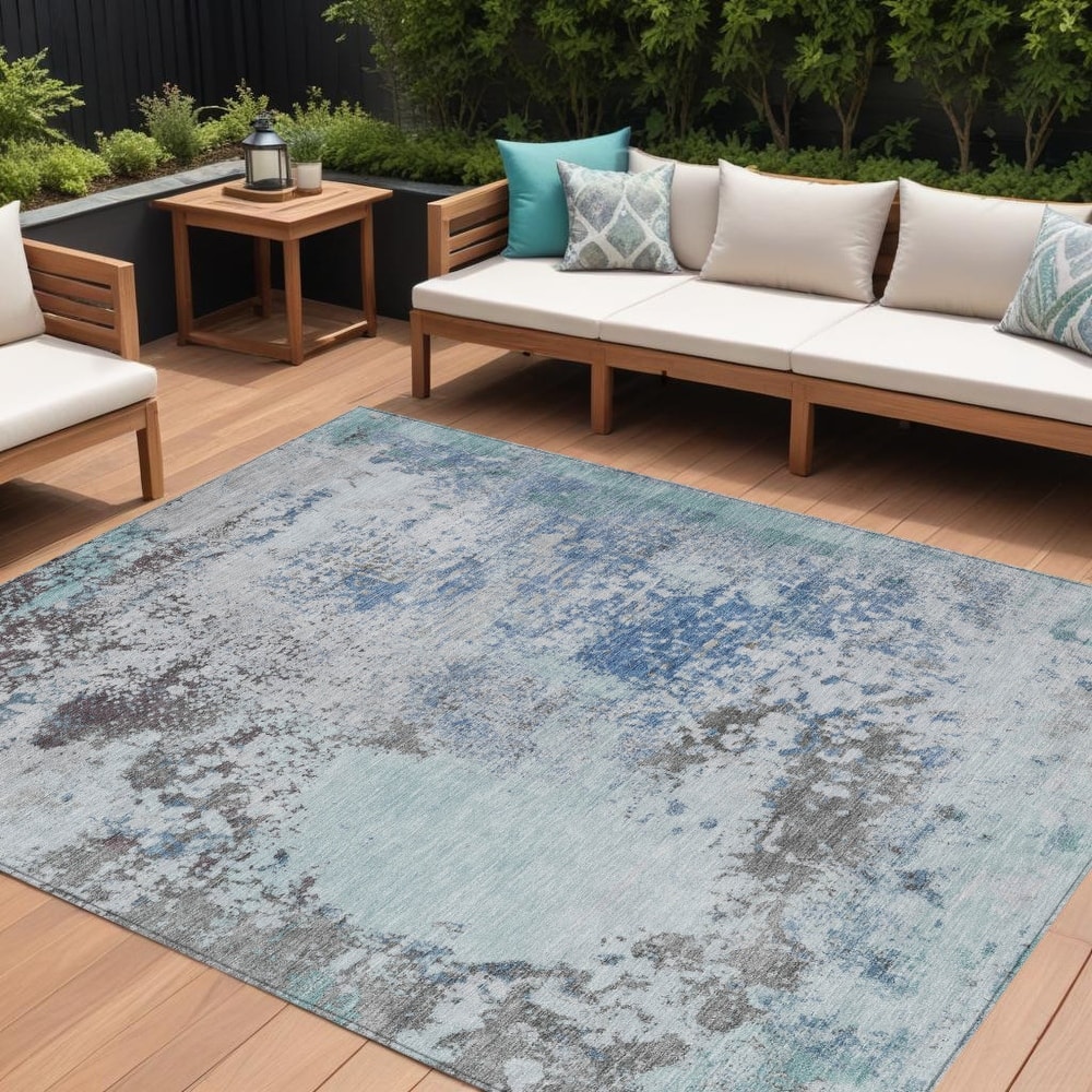 HomeRoots Abstract Transitional Rectangle Outdoor Rug