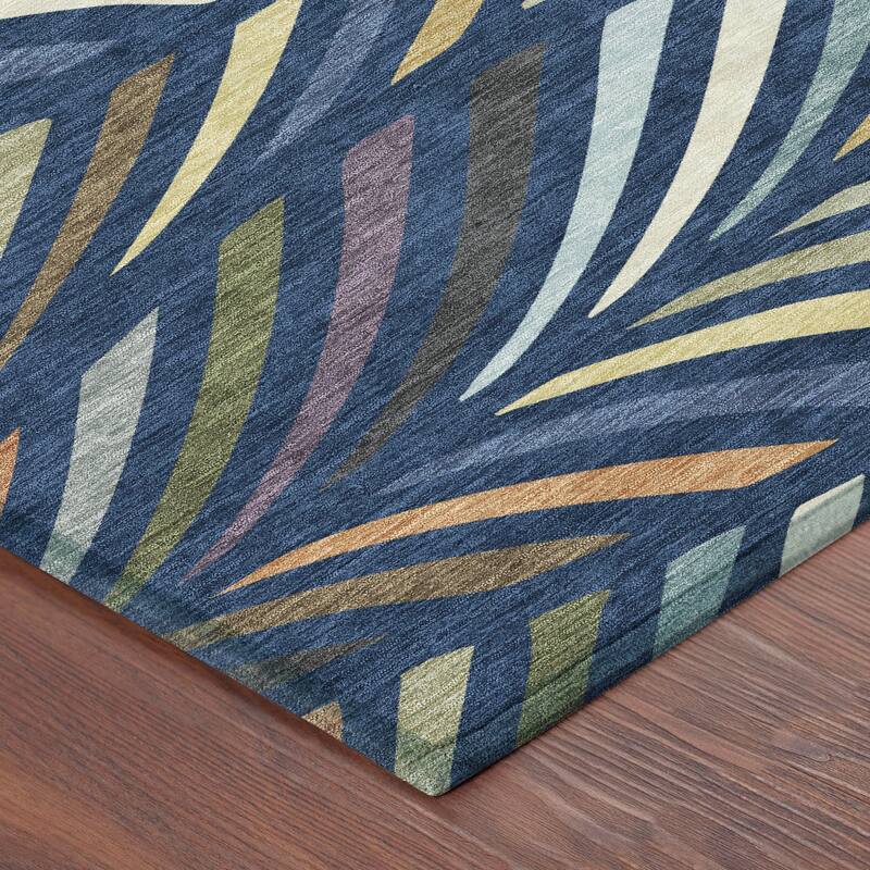 Machine Washable Indoor/ Outdoor Modern Feather Chantille Rug