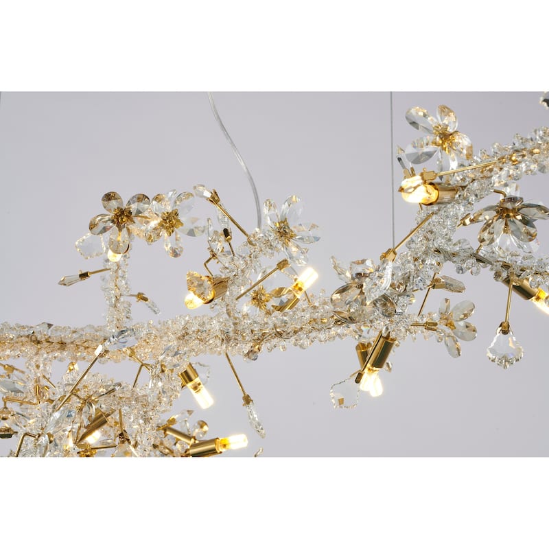 20-Light Clear and Champagne Crystal Branch Chandelier