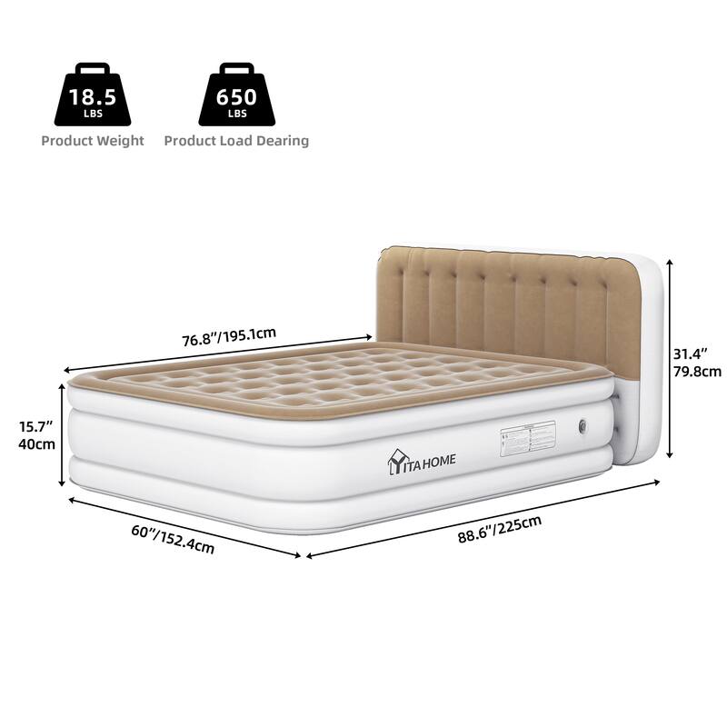 Queen Air Mattress with 31.4" Air Headboard
