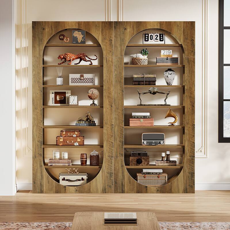 8-Tier Bookshelf with Storage, Wooden Bookcase for Living Room, Bedroom, Office, Library