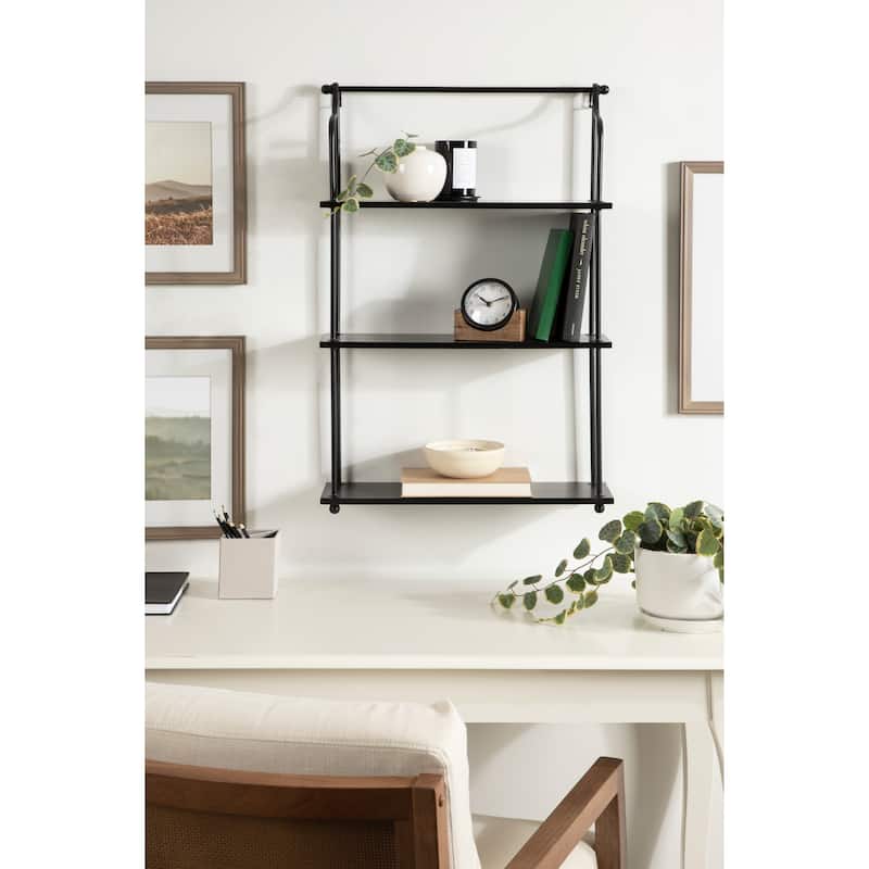 Kate and Laurel Walters Wood and Metal 3-tier Floating Shelf