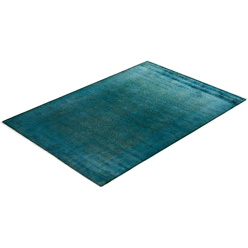 Fine Vibrance, One-of-a-Kind Hand-Knotted Area Rug - Blue, 6' 2" x 9' 0" - 6' 2" x 9' 0"
