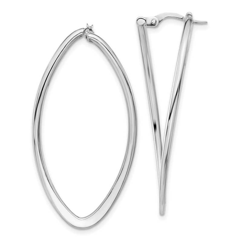 Curata 14k White Gold Polished Oval Hoop Earrings - 44.73x23.32mm