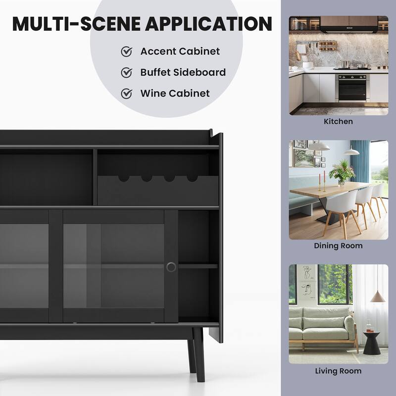Costway Kitchen Buffet Sideboard Organizer Liquor Bar Cabinet with - See Details