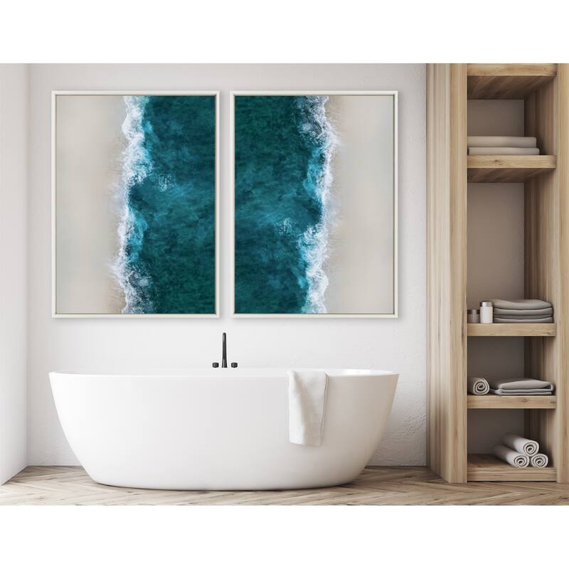 Kate and Laurel Sylvie Crashing Beach Canvas by Creative Bunch Studio