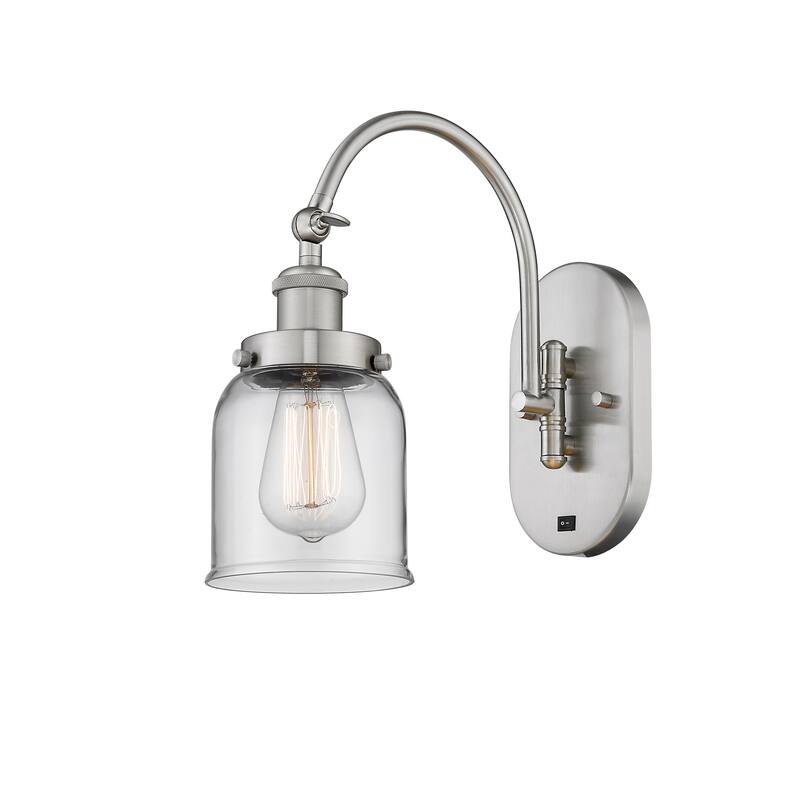 Innovations Lighting Franklin Restoration Bell - 1 Light 5" Sconce - Arm Swivels Side To Side - Clear/Brushed Satin Nickel