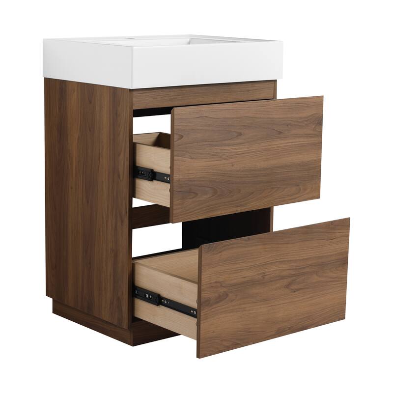 BNK 24/30 inch Freestanding Single Sink Bathroom Vanity with 2 Soft Close Drawers