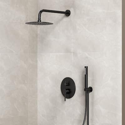 Pressure Balance Shower System with 10" Rainfall Shower Faucet and Handheld Shower Spray
