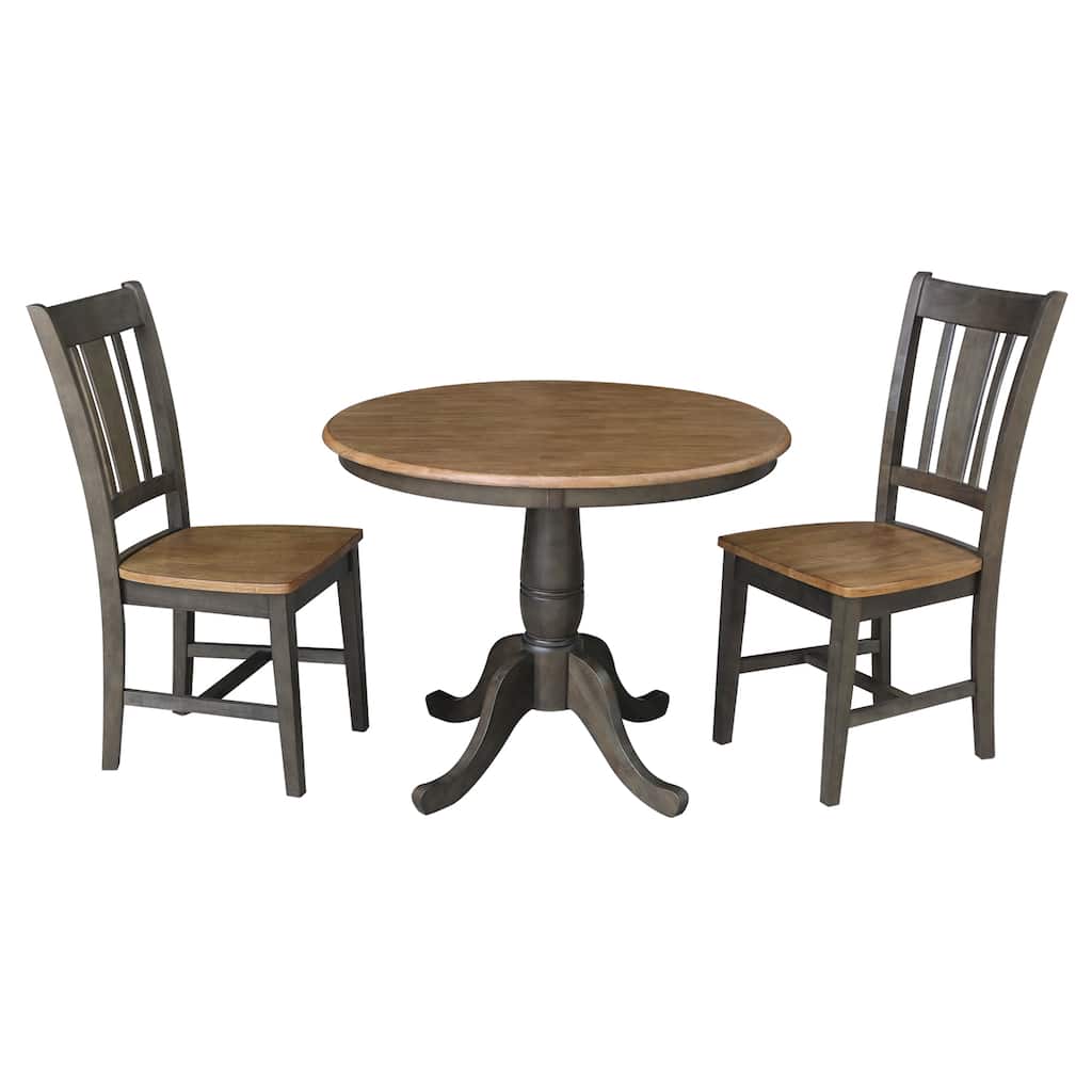 36" Round Top Pedestal Table With 2 San Remo Chairs - 3 Piece Set