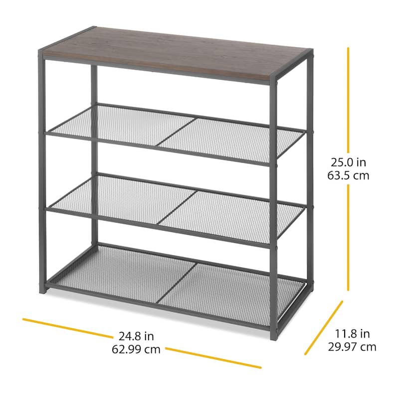 Whitmor 4-Tier Wood & Metal Mesh Shelf