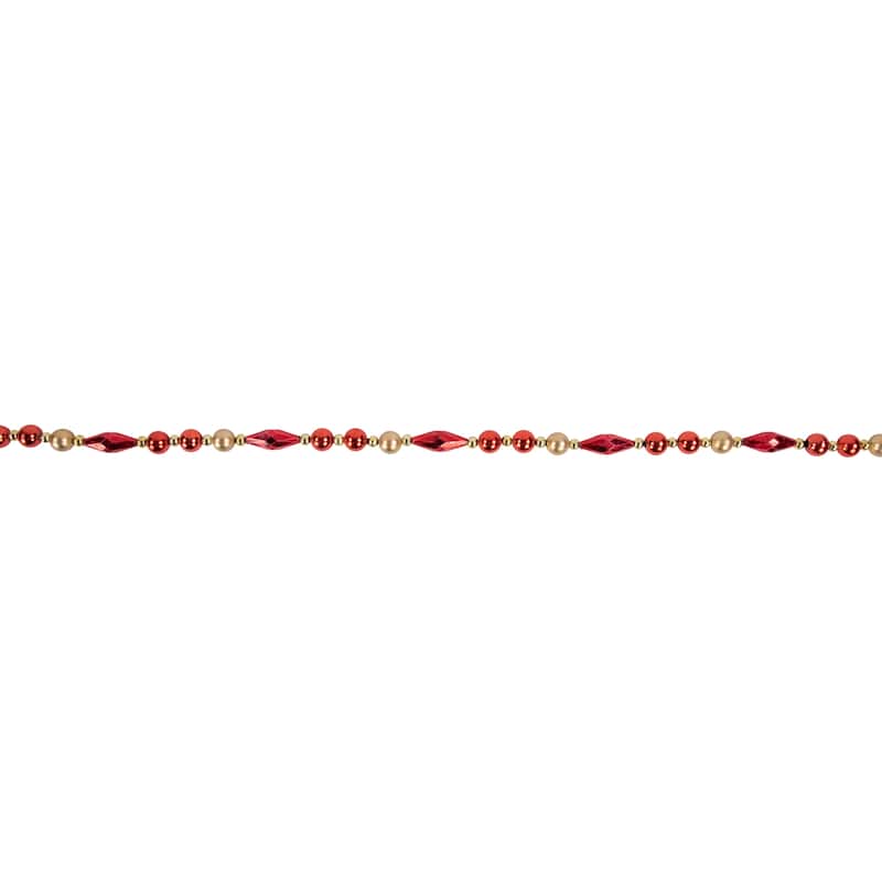 9'x0.5" Shiny Matte Red Beaded Shatterproof Artificial Garland
