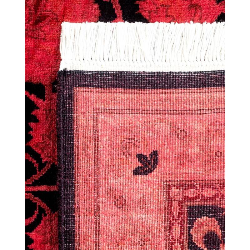 Overton Hand Knotted Wool Vintage Inspired Modern Contemporary Overdyed Red Runner Rug - 2' 6" x 12' 10"