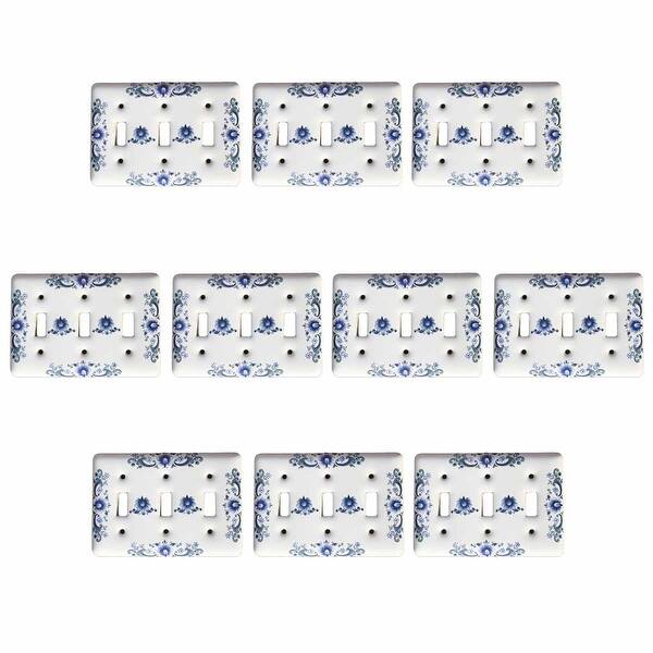 Shop 10 Porcelain Switch Plate Triple Toggle Delft Blue Wall