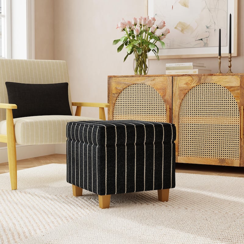 Carson Carrington Hassel Square Storage Ottoman Wood Legs