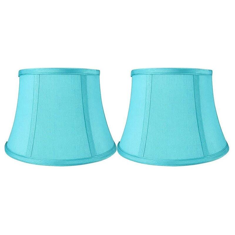 Faux Silk Bell Lamp Shade, 7" Top, 10" Bottom, 7" Slant - Set of 2 - Teal