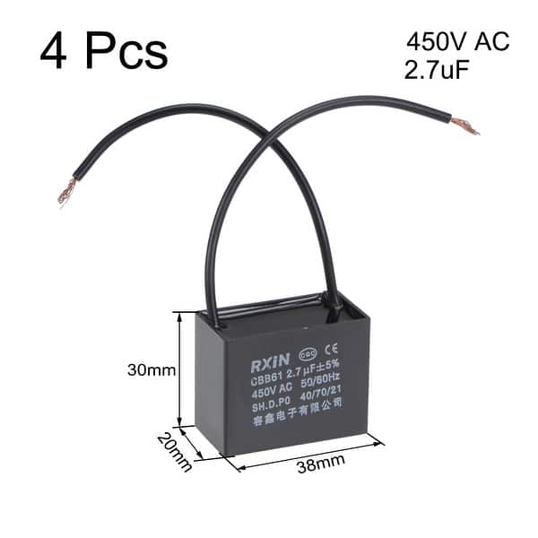 Shop 2 Wire Cbb61 Ceiling Fan Capacitor 2 7uf 450v Ac Motor