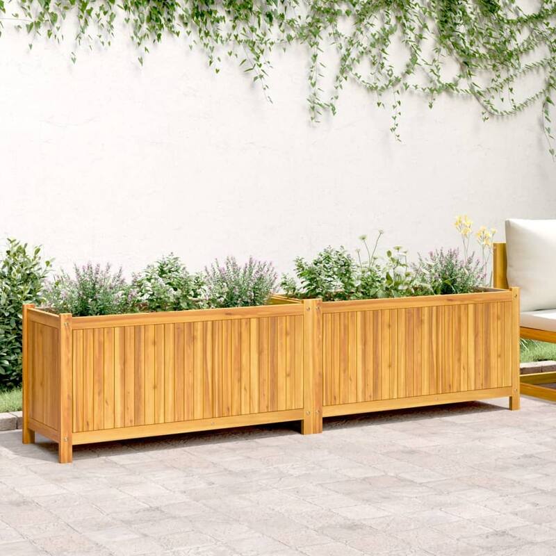 vidaXL Garden Planter with Liner Outdoor Flower Pot Box Solid Wood Acacia