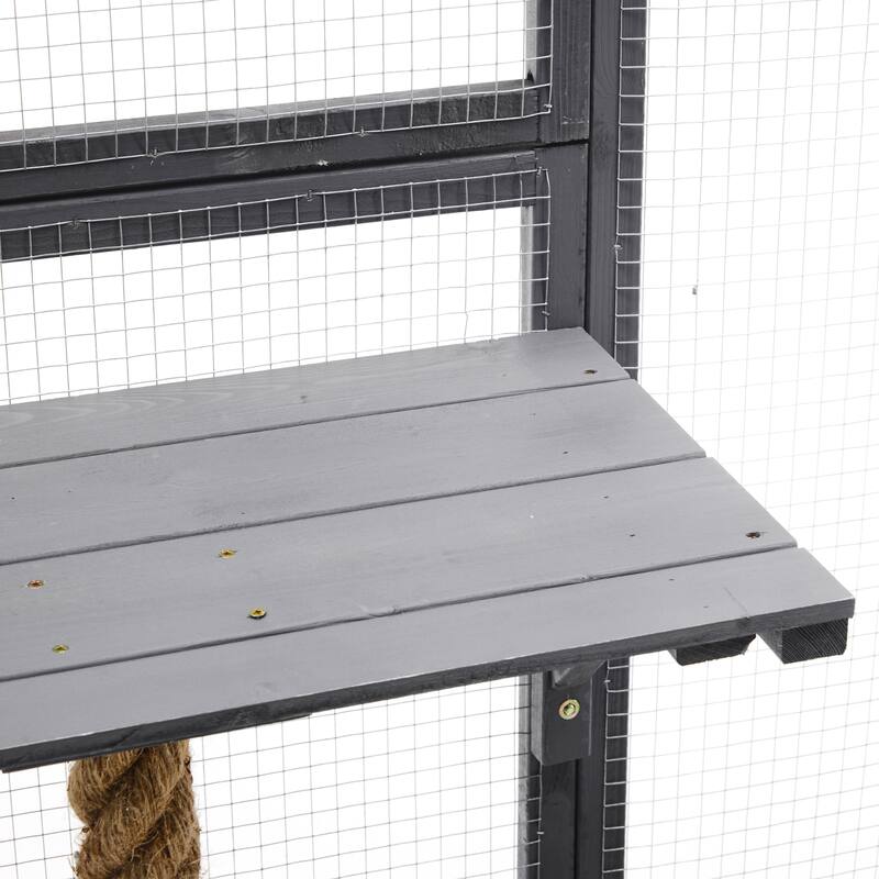 Roomfitters Outdoor Cat House Catio Enclosure Double Door Balcony Playpen with Platforms and Condos for 1-3 Cats