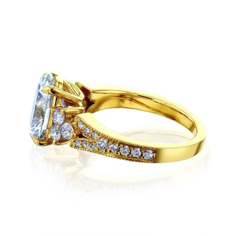 Kobelli 2.45 Carat Lab Grown Diamond Certified 14k Solid Gold Oval & Side Cluster Interlaken Engagement Ring (EF/VS)