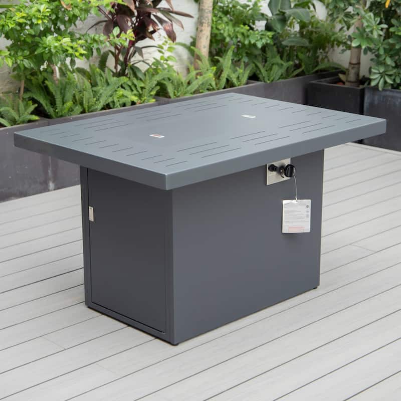 Outdoor 7-Piece Patio Sectional Set Aluminum Frame W/ Fire Pit Table