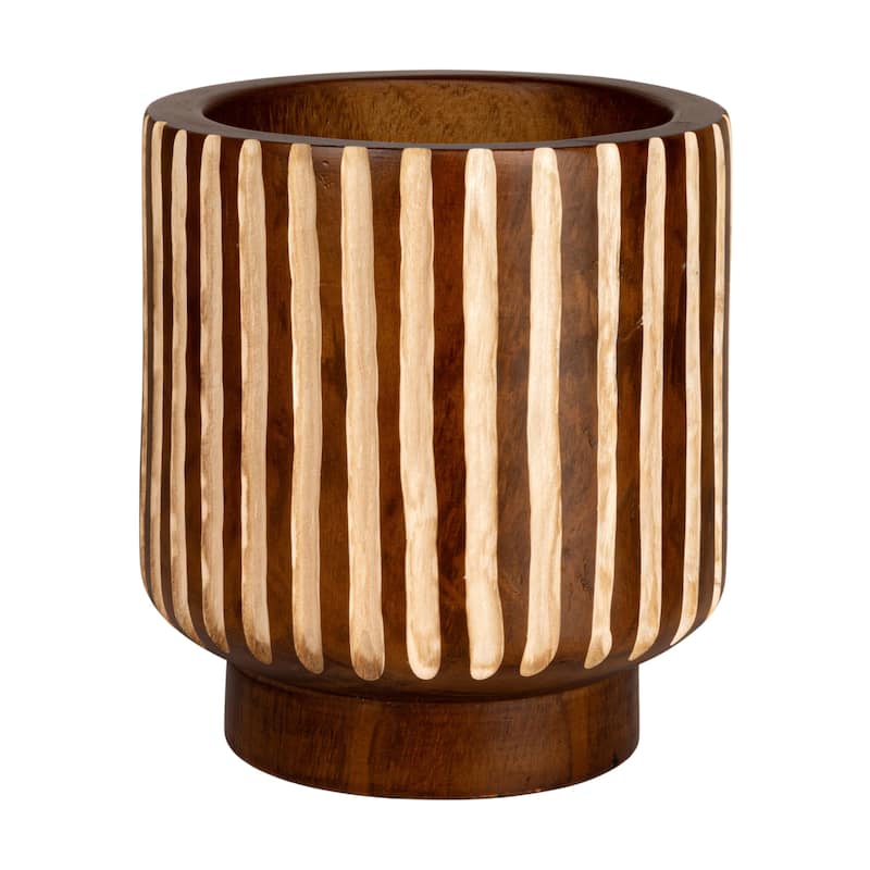Hand-Carved Wood Planter