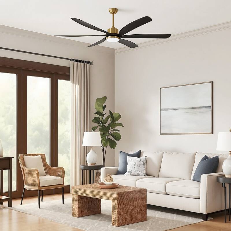 64" Large Propeller LED Ceiling Fan with Remote Control and Light Kit
