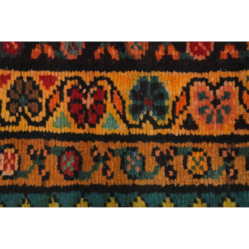 Hand Knotted Oriental 100% Wool Carpet Traditional Geometric Red Hamedan Runner Rug - 9' 11'' X 3' 0''