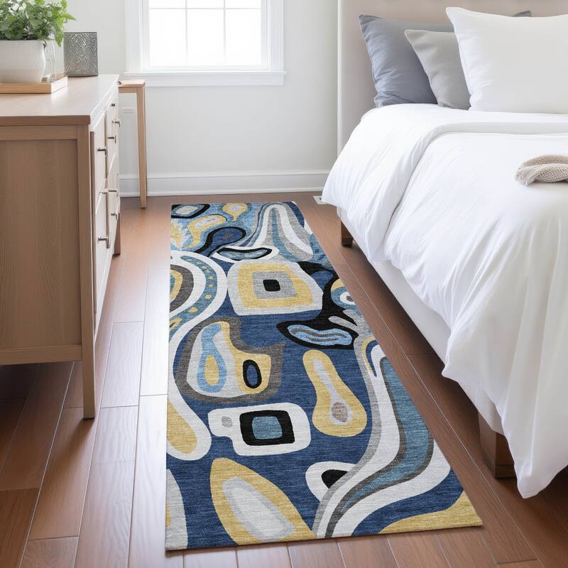 Machine Washable Indoor/ Outdoor Modern Picasy Chantille Rug