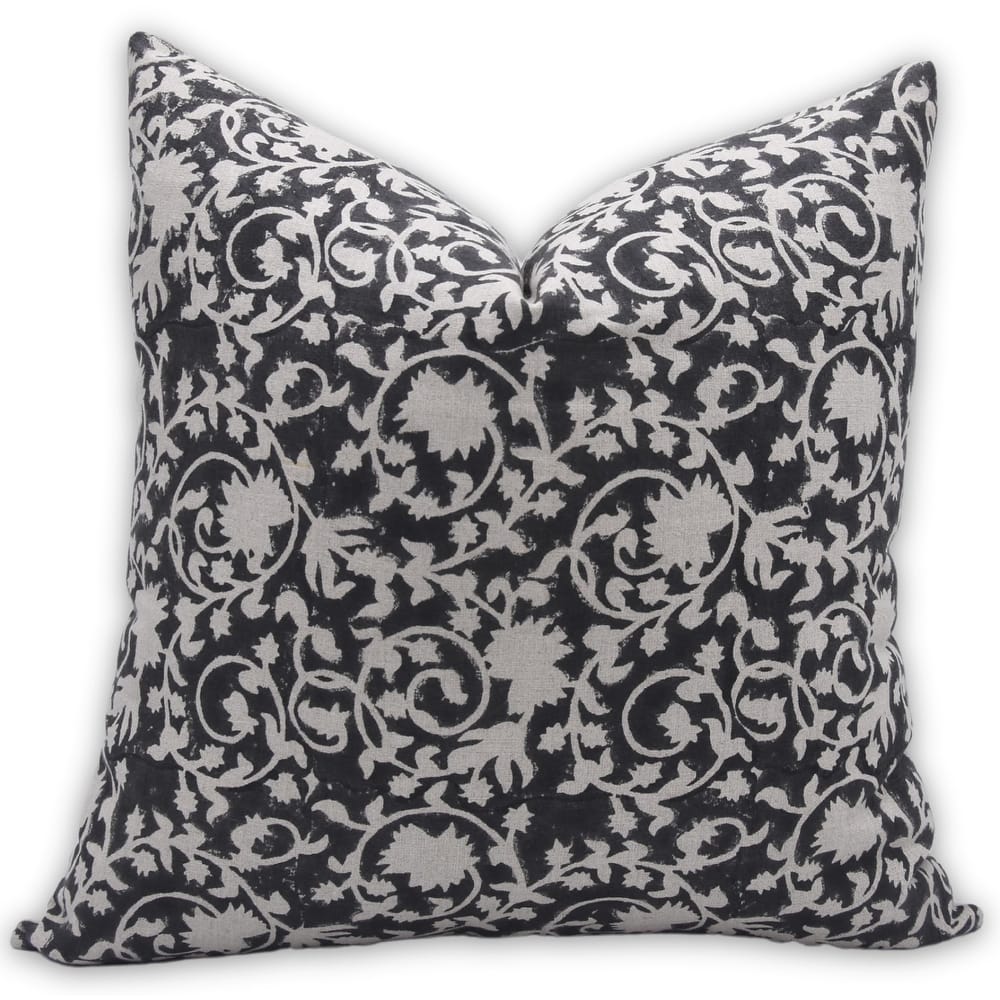 Fabdivine Linen Farmhouse Block print pillow Cover