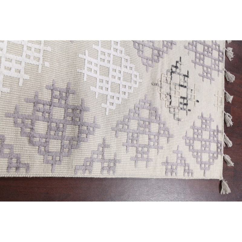Contemporary Geometric Moroccan Oriental Wool Area Rug Handmade Carpet - 5'4" x 7'4"
