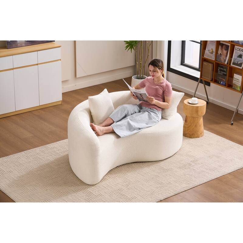 S-Curved Dual-Depth Chenille Sofa Compact, No Assembly