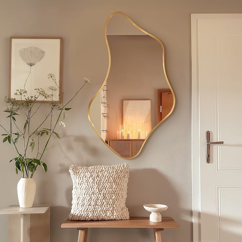 Irregular Asymmetric Aluminum Alloy Framed Wall Mirror