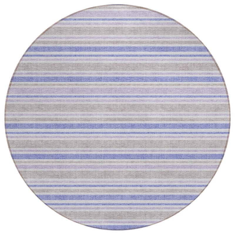 Machine Washable Indoor/ Outdoor Thin Cabana Stripe Chantille Rug
