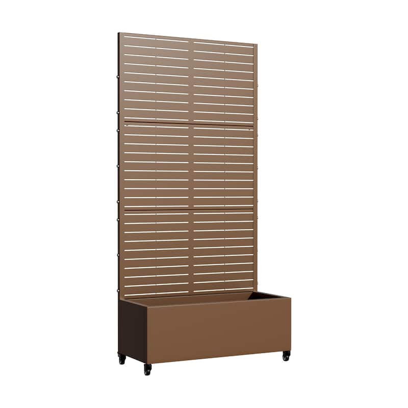 Metal Movable Planter Box with Trellis Privacy Screen Planter Box with Lockable Wheels - 72"x35"